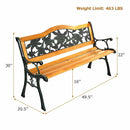 Garden Bench Chair Outdoor Wooden Loveseat with Iron Armrest by DirectDeals