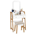 Vanity Table Set with Cushioned Stool and Large Mirror by LJGDeals
