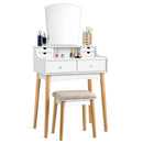 Makeup Vanity Set with 6 Drawers and Unique Shape Mirror by LJGDeals