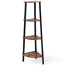 4-Tier Corner Shelf Metal Storage Rack Domestic Bookcase-Black