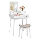 Vanity Dressing Table Set Flip Mirror Desk Furniture Stool by LJGDeals