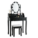 Makeup Dressing Table with Touch Switch Lighted Mirror and Cushioned Stool by LJGDeals
