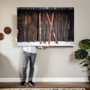 Vintage Ski Gear Canvas Print, Vintage Ski Gear Against