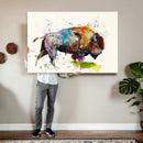 Abstract Buffalo Wall Art, Western Watercolor Bison Canvas