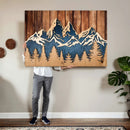 Rustic Wood Style Mountain Wall Art, Nature Forest Canvas