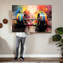 Weightlifting Barbell Art Triptych, Bold Abstract Fitness