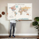 Personalized Push Pin World Map Canvas – Custom Framed