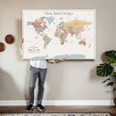 Personalized Push Pin World Map Canvas – Custom Framed