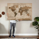 Personalized Push Pin World Map Canvas Print – Custom Framed