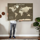 Personalized Push Pin World Map Canvas Print – Custom Travel