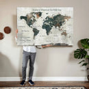 Personalized Push Pin World Map Canvas Print – Custom Framed