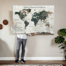 Personalized Push Pin World Map Canvas Print – Custom Framed