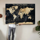 Personalized Push Pin World Map Canvas – Custom Framed