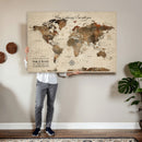 Large Custom World Map Canvas – Custom Framed Push Pin