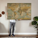 Customize Push Pin Vintage World Map Wall Art Canvas Print –