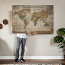 Personalized World Map Wall Art Canvas Print – Custom Push