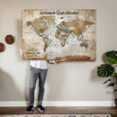 Personalized World Map Wall Art Canvas Print – Custom Push