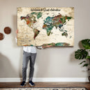 Grunge Personalized World Map Wall Art Canvas Print – Custom