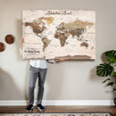Custom Push Pin World Map Wall Art Canvas Print –