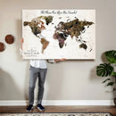 Personalized Push Pin World Map Canvas Print – Custom Framed