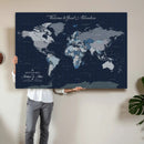 Framed Personalized World Map Custom Travel Memory Gift