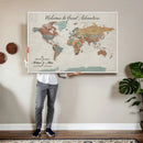 Custom Framed World Map Canvas Print – Personalized Push Pin