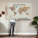 Custom Framed World Map Canvas Print – Personalized Push Pin