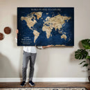 Framed Custom World Map Canvas Print - Deep Blue World Map by MyGreatCanvas | Canvas Wall Art Prints | Photo Prints & Wall Decor