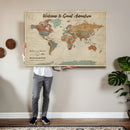 Personalized Push Pin World Map Canvas – Custom Framed