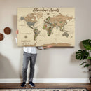 Custom Push Pin World Map Print – Personalized Canvas Wall