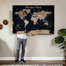 Personalized Blue World Map Canvas – Custom Framed Push Pin