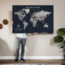 Personalized World Map Canvas – Custom Framed Push Pin