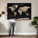 Framed Custom World Map Canvas Print – Custom Push Pin