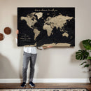 Framed Custom World Map Canvas Print – Custom Push Pin
