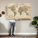 Custom Framed Push Pin Map Wall Art Canvas Print, Rustic