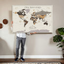 Personalized Travel Tracker Map with Pins Framed Large for