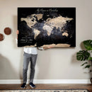 Personalize World Map Push Pin Wall Canvas Print –