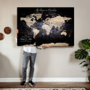 Personalize World Map Push Pin Wall Canvas Print –