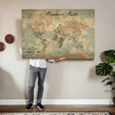 Customize Push Pin World Map Wall Canvas Print –