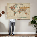 Push Pin Customize World Map Wall Canvas Print –