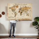 Custom Push Pin World Map Wall Canvas Print