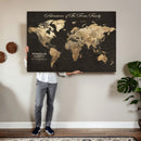 Personalized Push Pin World Map Canvas – Custom Framed