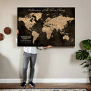 Personalized Push Pin World Map Canvas Print – Custom Framed
