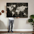 Personalized Push Pin World Map Canvas – Custom Framed
