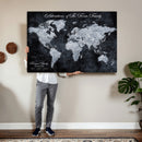 Personalized Push Pin World Map Canvas – Custom Framed