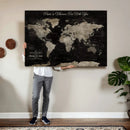 Personalized Push Pin World Map Canvas – Custom Framed