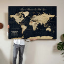 Personalized Push Pin World Map Canvas – Custom Framed