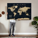 Personalized Push Pin World Map Canvas – Custom Framed