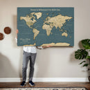 Personalized Push Pin World Map Canvas – Custom Framed