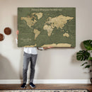 Personalized Push Pin World Map Canvas – Custom Framed
